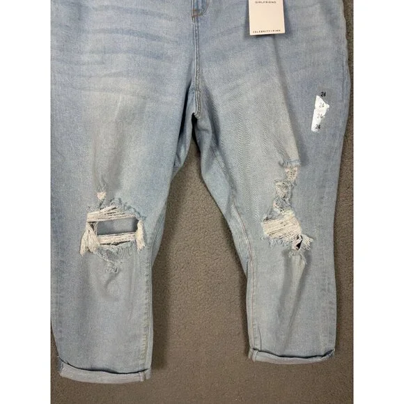 Celebrity Pink Trendy Plus Size Distressed Girlfriend Jeans Size 24 Blue NWT's - Picture 2 of 7